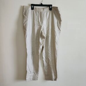 Chico's Cream Metallic Sheen Tapered Leg Chinos for Women Linen Blend Chicos 2 L